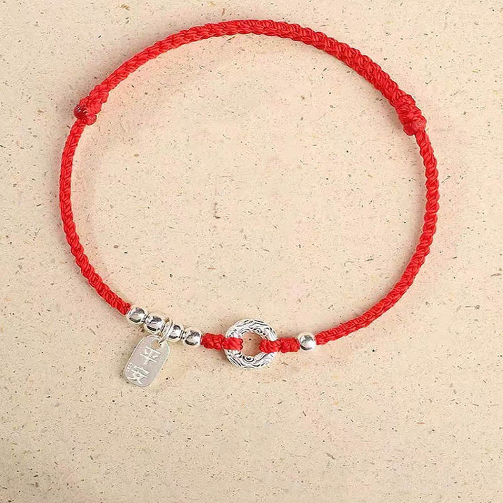 Bracelet de cheville en argent sterling 925 Buddha Stones et nuages de bon augure