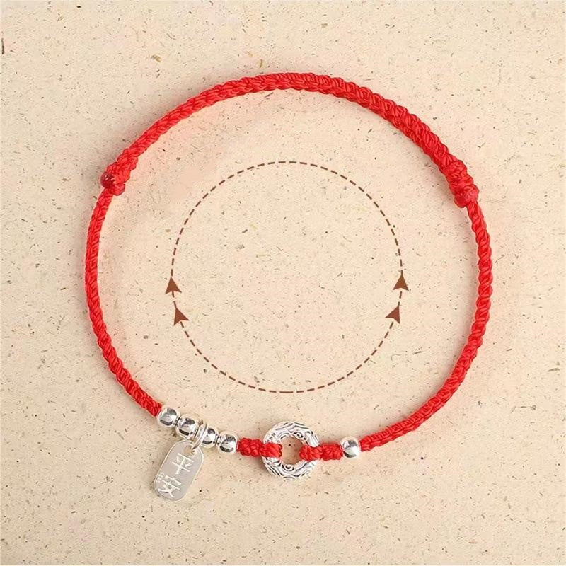Bracelet de cheville en argent sterling 925 Buddha Stones et nuages de bon augure