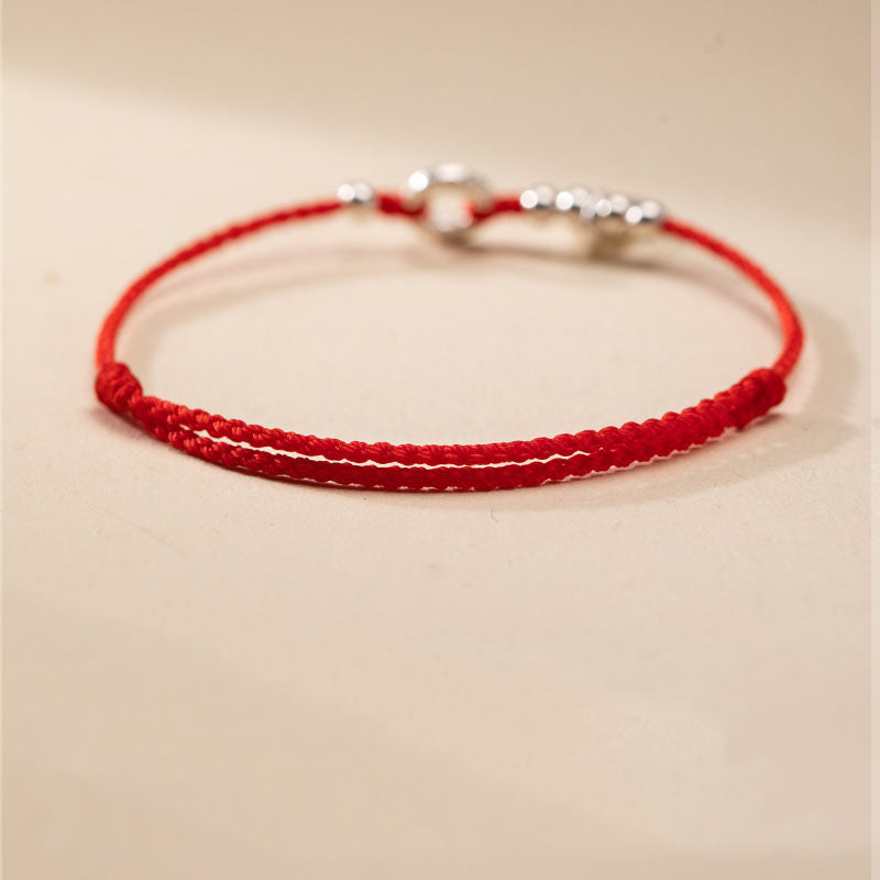 Bracelet de cheville en argent sterling 925 Buddha Stones et nuages de bon augure