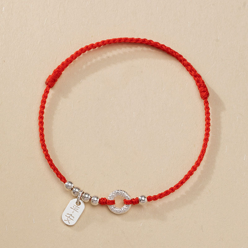 Bracelet de cheville en argent sterling 925 Buddha Stones et nuages de bon augure