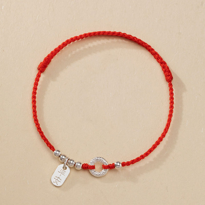 Bracelet de cheville en argent sterling 925 Buddha Stones et nuages de bon augure