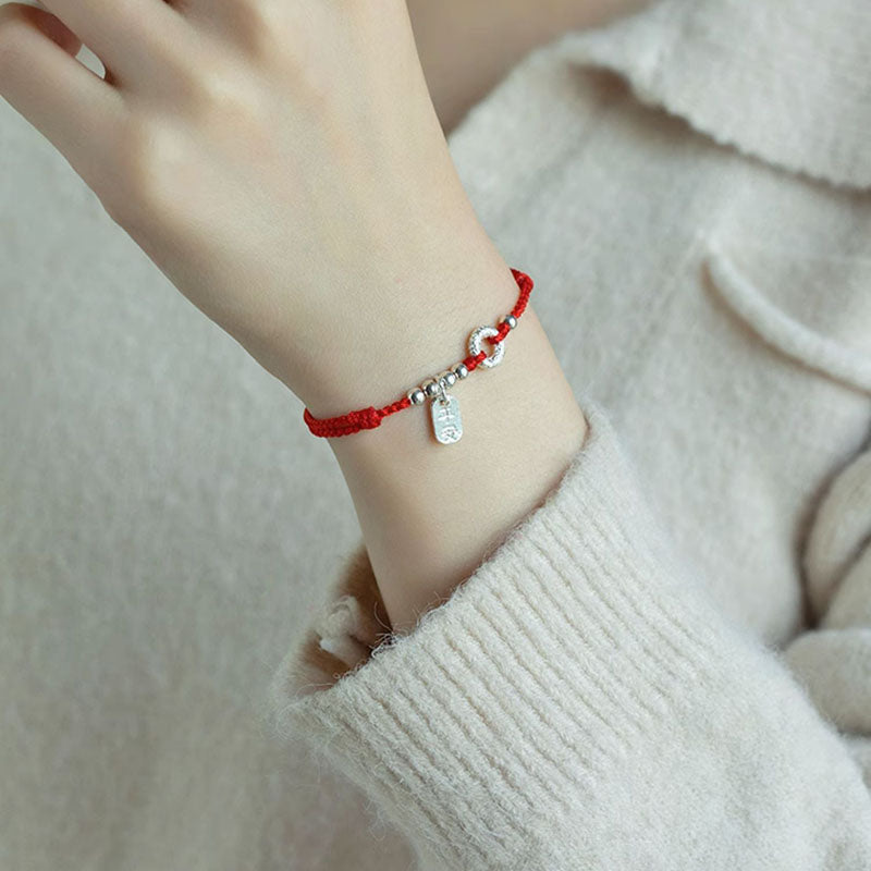 Bracelet de cheville en argent sterling 925 Buddha Stones et nuages de bon augure