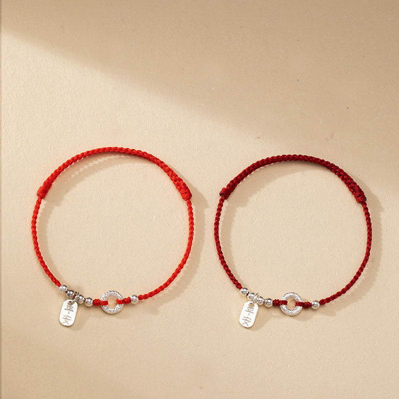 Bracelet de cheville en argent sterling 925 Buddha Stones et nuages de bon augure