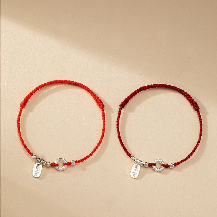 Bracelet de cheville en argent sterling 925 Buddha Stones et nuages de bon augure