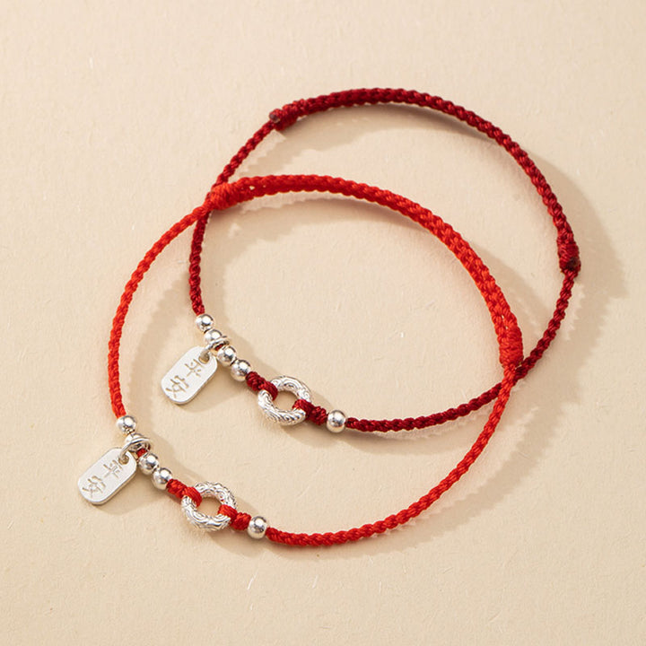 Bracelet de cheville en argent sterling 925 Buddha Stones et nuages de bon augure