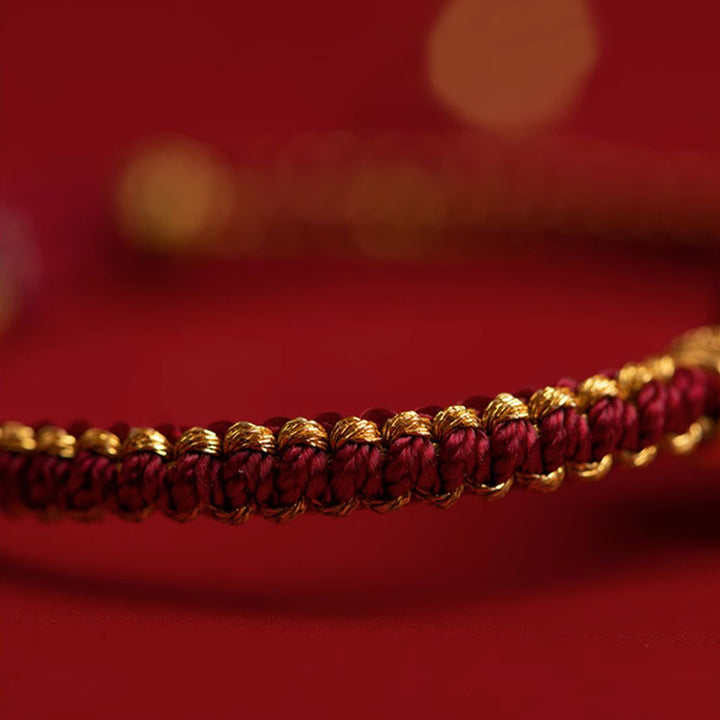 Bracelet tressé avec boucle de paix en cinabre naturel et Buddha Stones, breloque de caractère Fu, bénédiction
