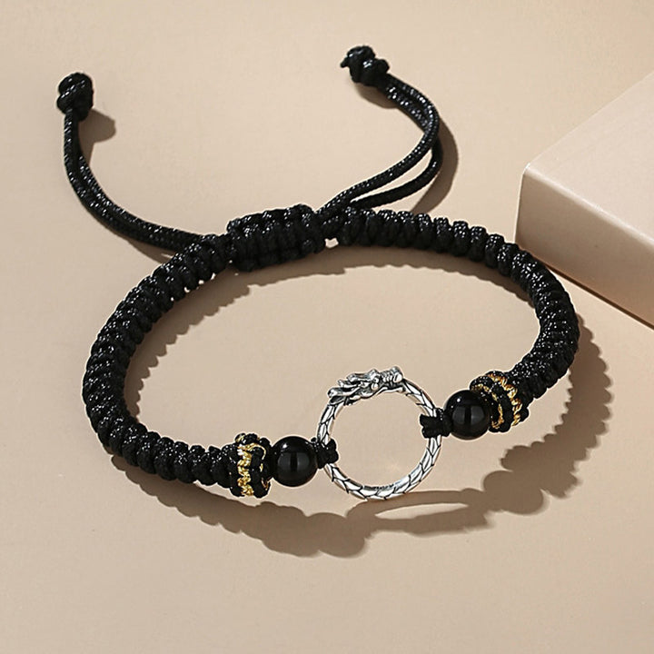 Bracelet de couple porte-bonheur en argent sterling 925 fait main avec Buddha Stones Année du Dragon Phénix Boucle de paix - Dragon (Protection ♥ Succès) (Tour de poignet 14-23 cm) - image 2