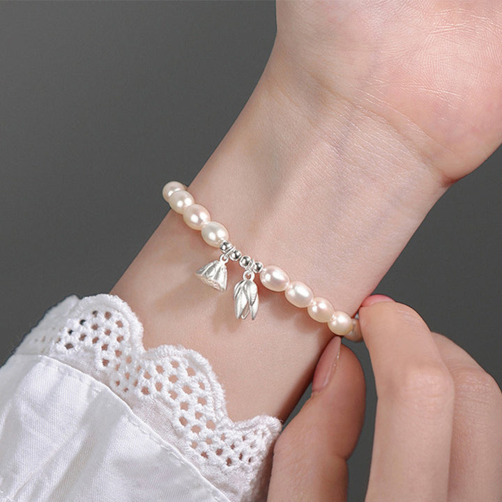 Bracelet de guérison en perles naturelles en argent sterling 999 avec fleur de lotus et Buddha Stones
