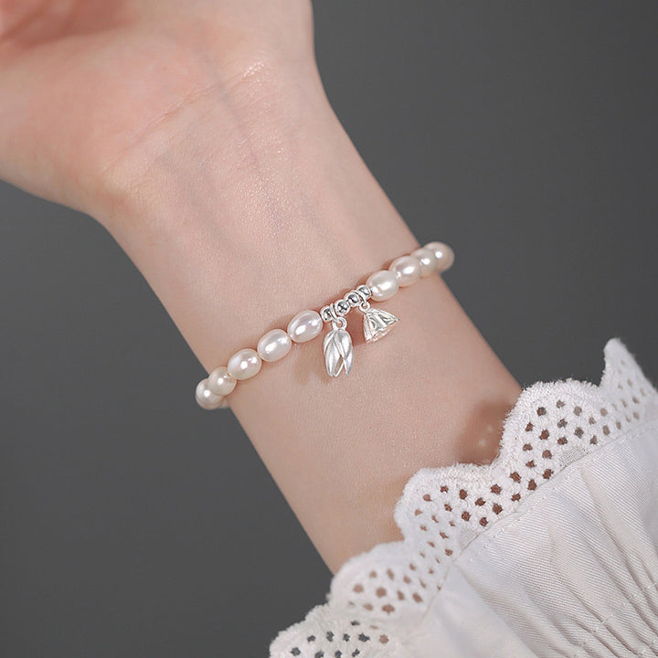 Bracelet de guérison en perles naturelles en argent sterling 999 avec fleur de lotus et Buddha Stones