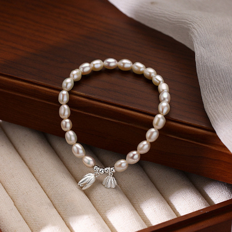 Bracelet de guérison en perles naturelles en argent sterling 999 avec fleur de lotus et Buddha Stones