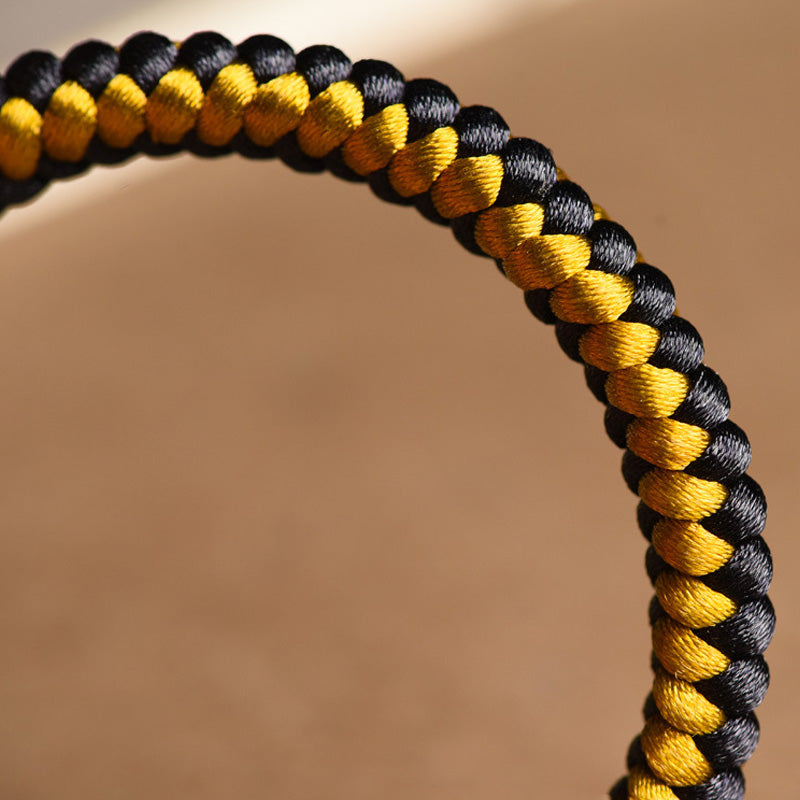 Bracelet en corde écailles de dragon tibétain en or noir fait main avec Buddha Stones Om Mani Padme Hum Pureté