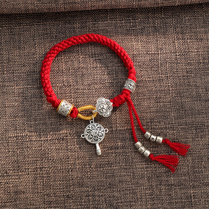 Bracelet tressé tibétain fait main en Buddha Stones avec caractère Om Mani Padme Hum Fu
