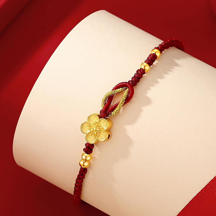 Bracelet porte-bonheur en argent sterling 925 fait main avec des Buddha Stones et des fleurs de cerisier Sakura en calcédoine