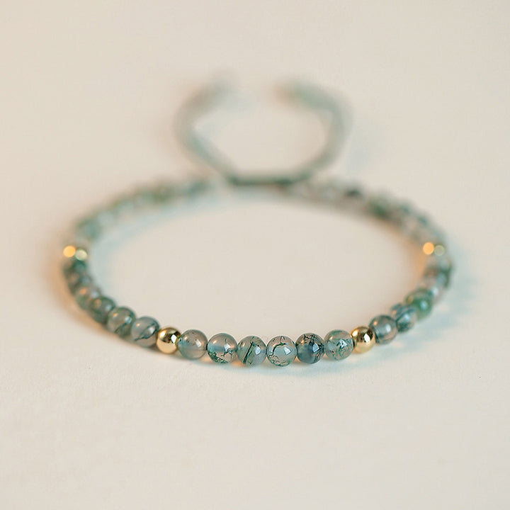 Bracelet d'équilibre porte-bonheur en agate mousse et Buddha Stones