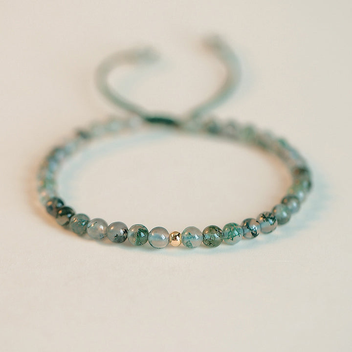 Bracelet d'équilibre porte-bonheur en agate mousse et Buddha Stones
