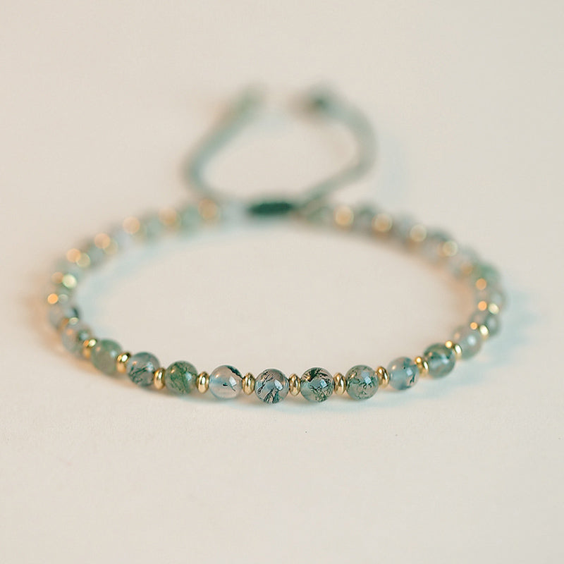 Bracelet d'équilibre porte-bonheur en agate mousse et Buddha Stones