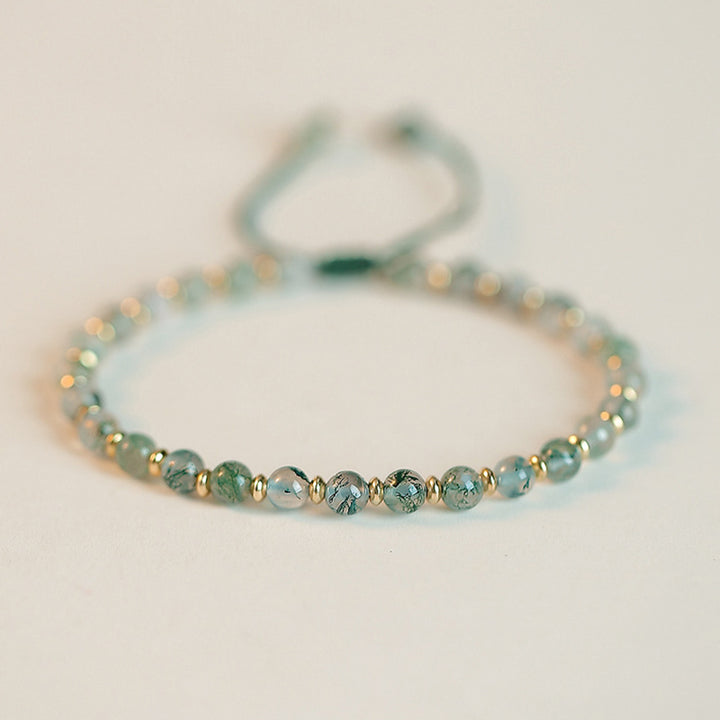 Bracelet d'équilibre porte-bonheur en agate mousse et Buddha Stones