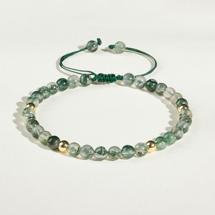 Bracelet d'équilibre porte-bonheur en agate mousse et Buddha Stones