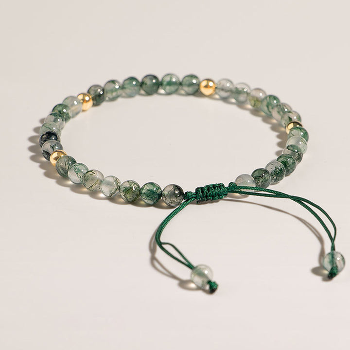 Bracelet d'équilibre porte-bonheur en agate mousse et Buddha Stones