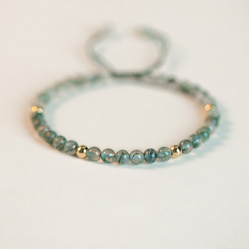 Bracelet d'équilibre porte-bonheur en agate mousse et Buddha Stones