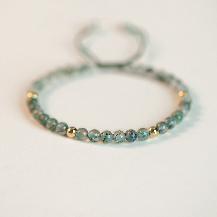 Bracelet d'équilibre porte-bonheur en agate mousse et Buddha Stones