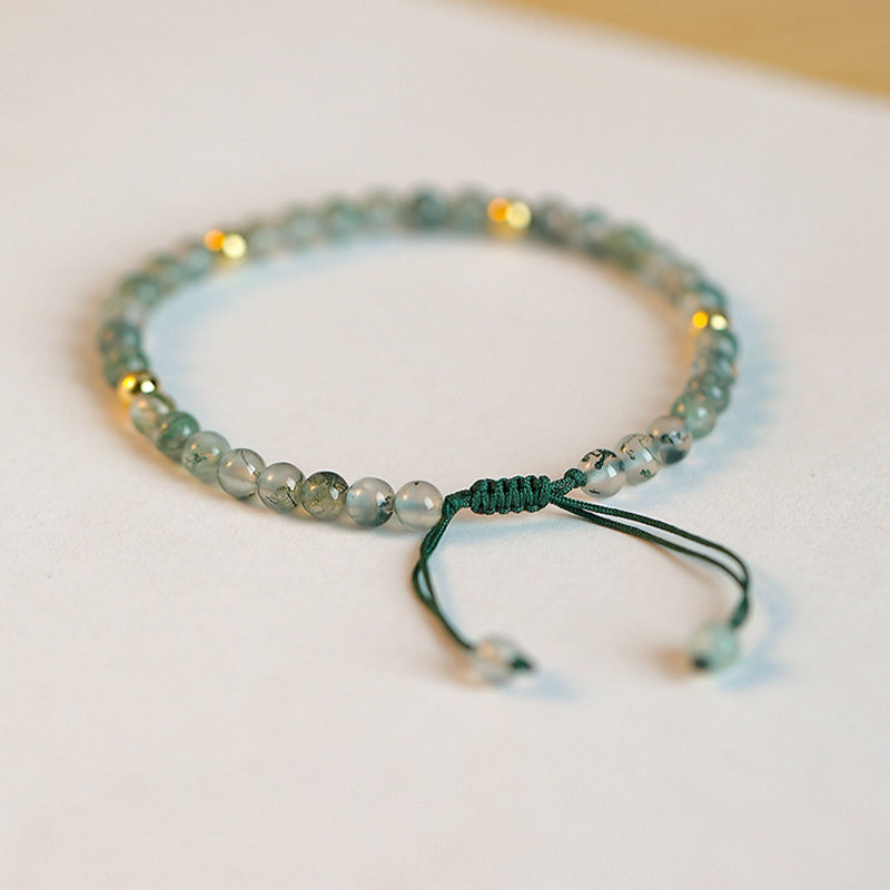 Bracelet d'équilibre porte-bonheur en agate mousse et Buddha Stones