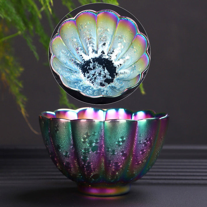 Tasse à thé en céramique Jianzhan couleur arc-en-ciel Buddha Stones