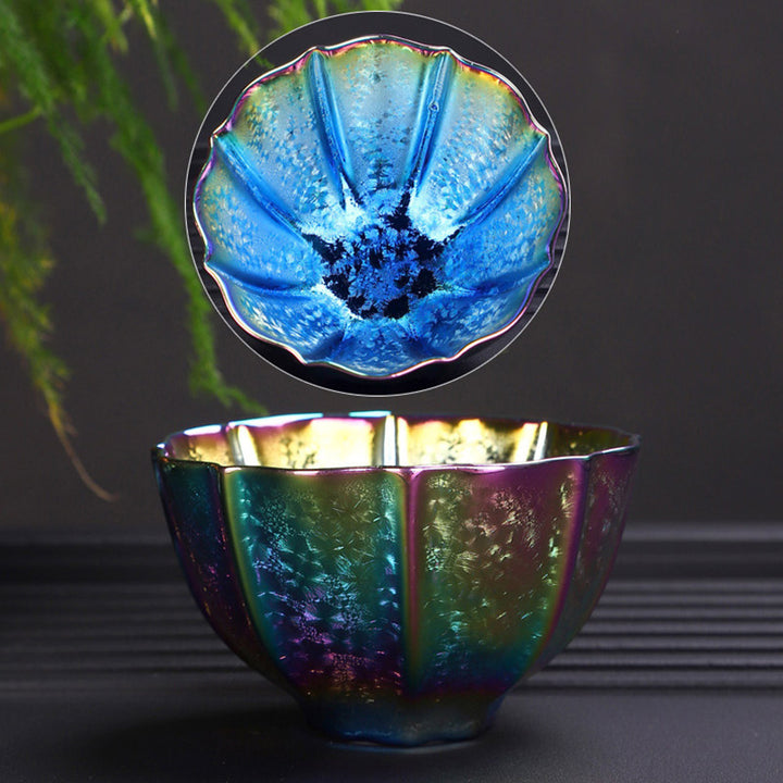 Tasse à thé en céramique Jianzhan couleur arc-en-ciel Buddha Stones
