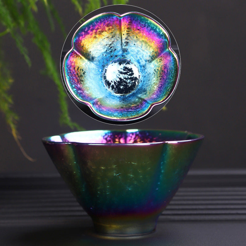 Tasse à thé en céramique Jianzhan couleur arc-en-ciel Buddha Stones