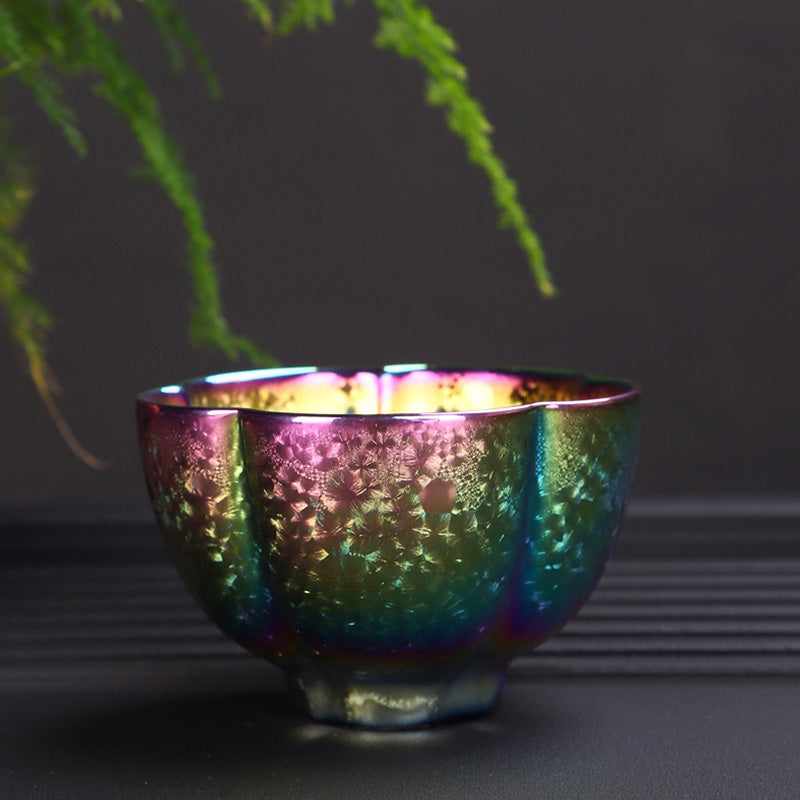 Tasse à thé en céramique Jianzhan couleur arc-en-ciel Buddha Stones