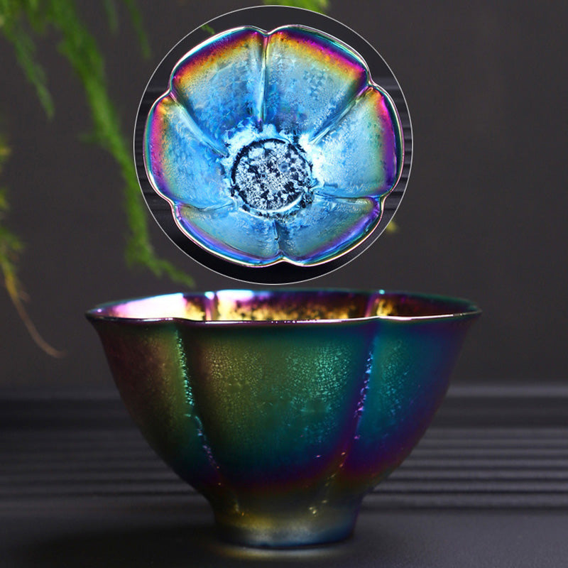 Tasse à thé en céramique Jianzhan couleur arc-en-ciel Buddha Stones