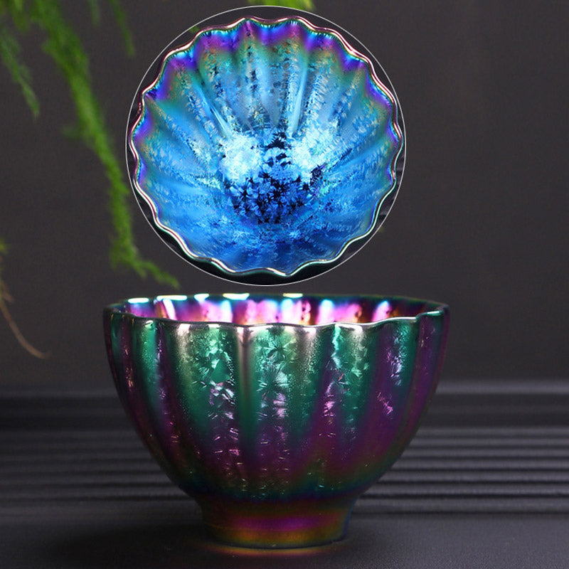 Tasse à thé en céramique Jianzhan couleur arc-en-ciel Buddha Stones