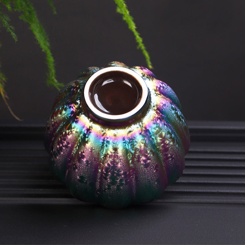 Tasse à thé en céramique Jianzhan couleur arc-en-ciel Buddha Stones