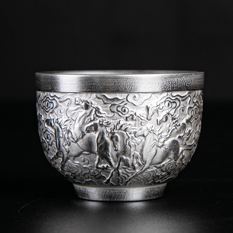 Buddha Stones Fu Caractère Dragon Phénix Cheval Koi Poisson Tasse à Thé en Céramique Tasse à Thé Kung Fu
