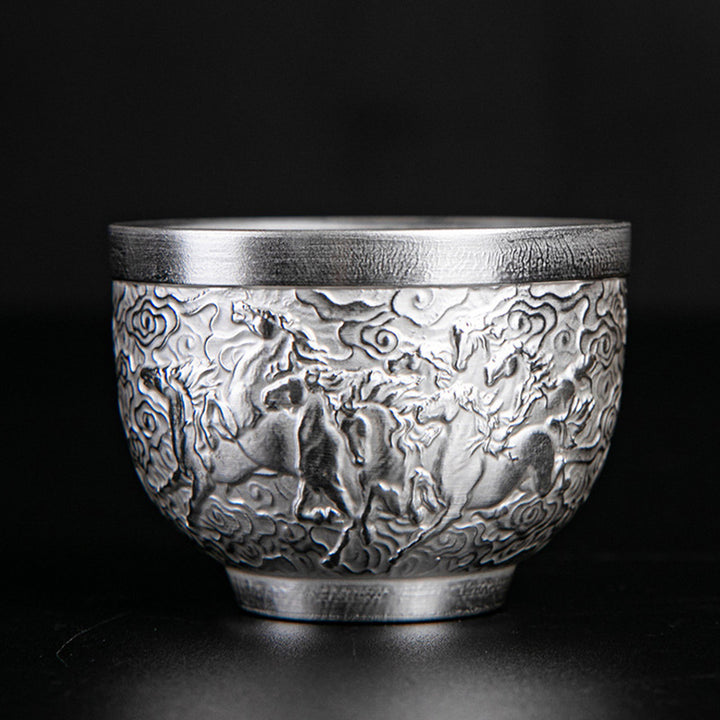 Buddha Stones Fu Caractère Dragon Phénix Cheval Koi Poisson Tasse à Thé en Céramique Tasse à Thé Kung Fu