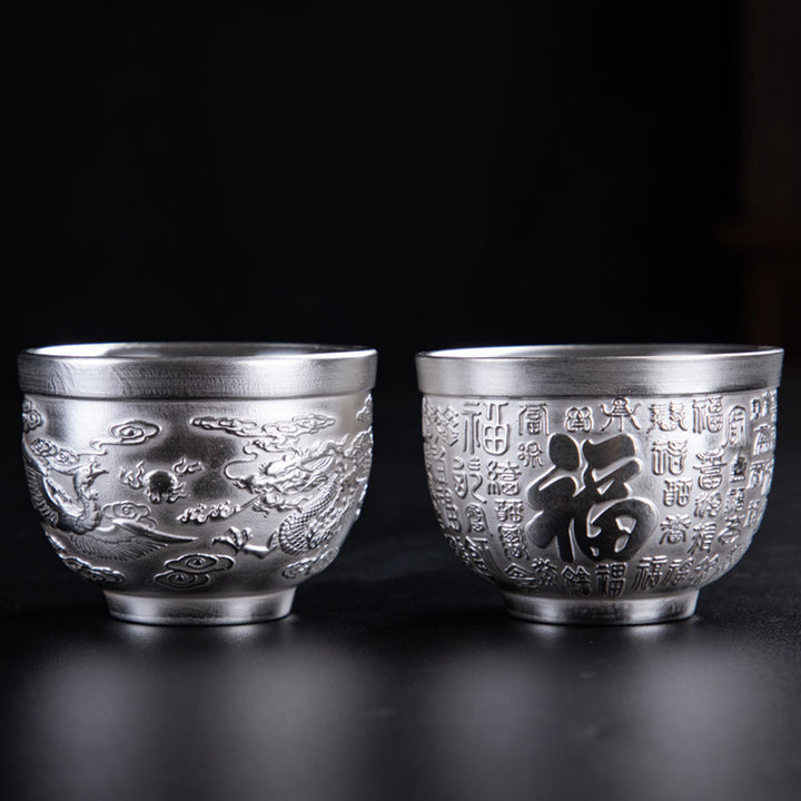Buddha Stones Fu Caractère Dragon Phénix Cheval Koi Poisson Tasse à Thé en Céramique Tasse à Thé Kung Fu
