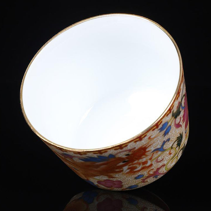 Lot de 2 tasses à thé en céramique avec Buddha Stones et dragon et phénix