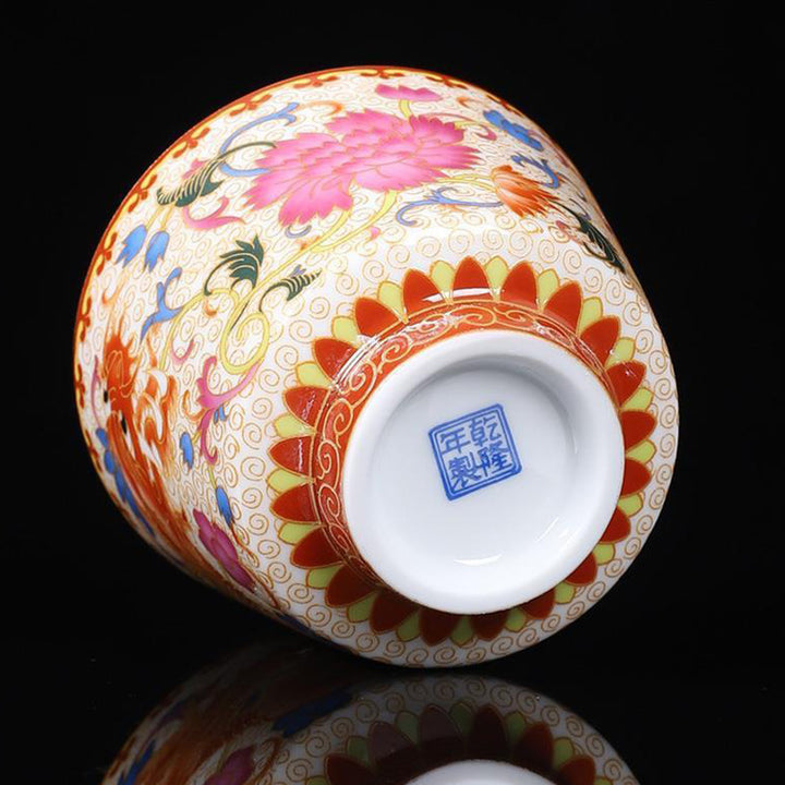 Lot de 2 tasses à thé en céramique avec Buddha Stones et dragon et phénix