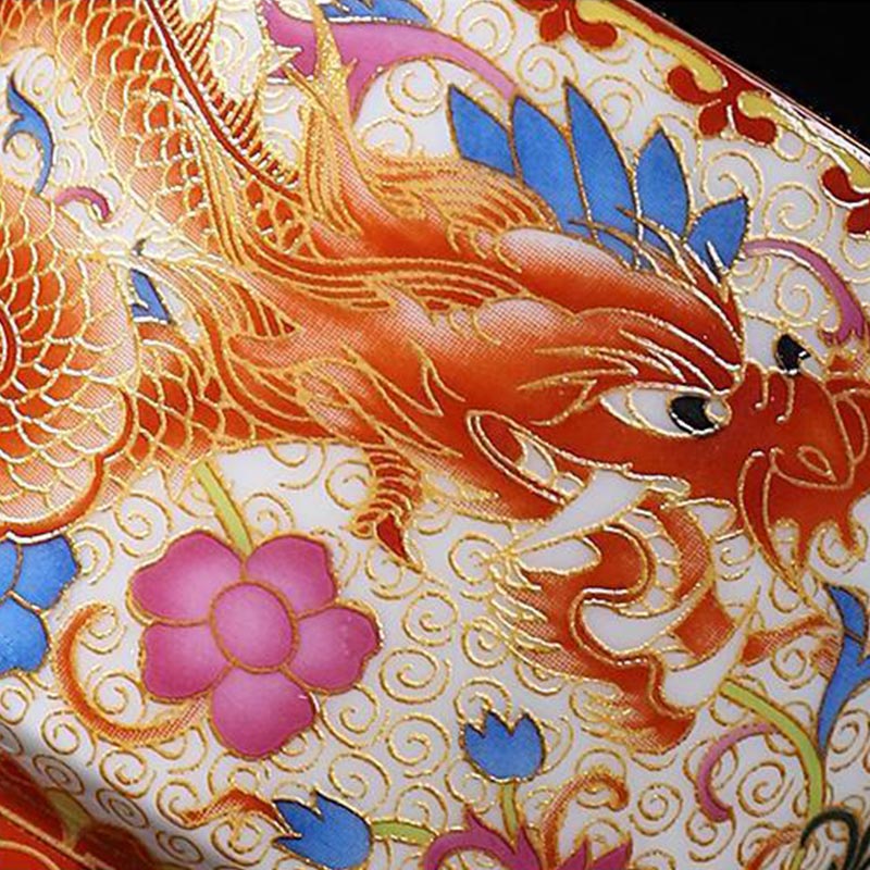 Lot de 2 tasses à thé en céramique avec Buddha Stones et dragon et phénix