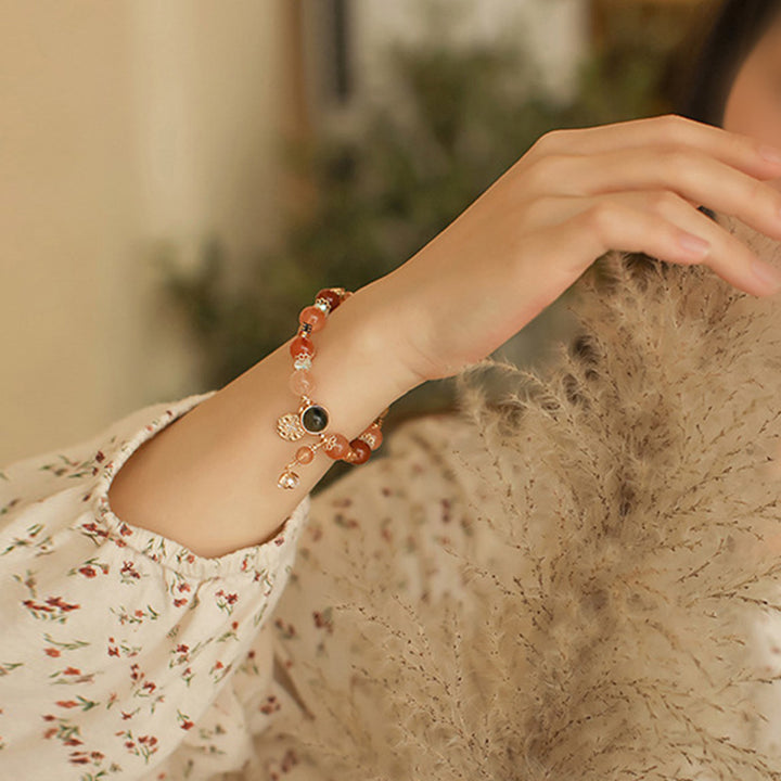 Bracelet de richesse en quartz rutile multicolore naturel à huit branches en forme d'étoile et de fleur