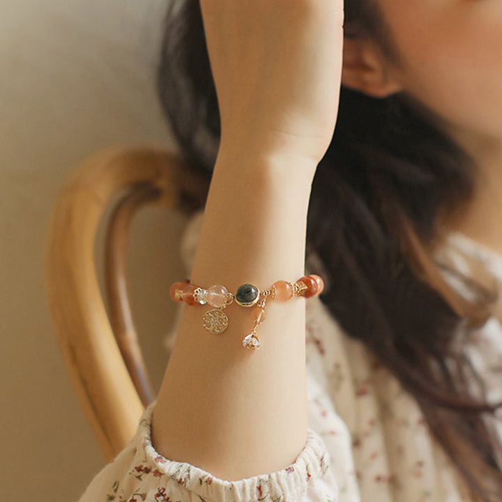 Bracelet de richesse en quartz rutile multicolore naturel à huit branches en forme d'étoile et de fleur