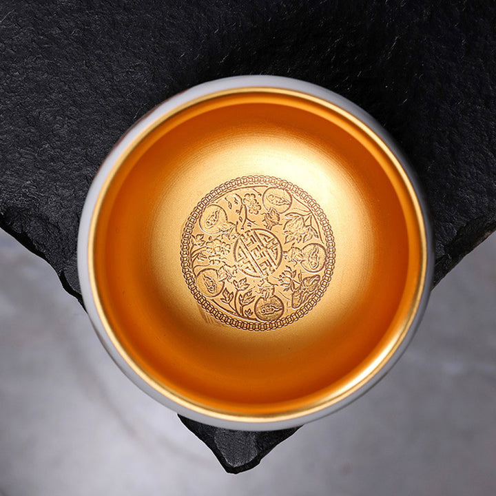 Tasse à thé en porcelaine blanche en céramique avec motif de dragon et Buddha Stones, tasse à thé Kung Fu 160 ml