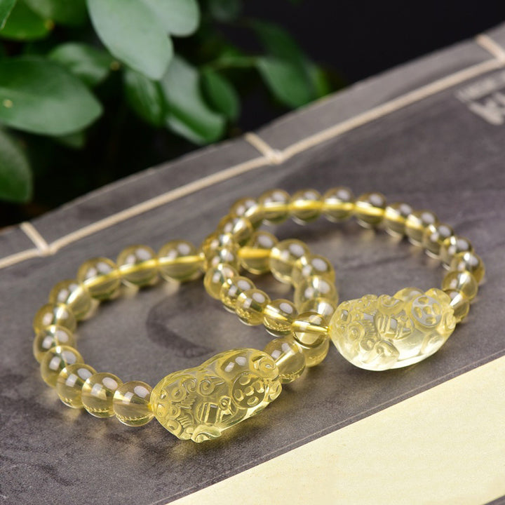Bracelet de richesse FengShui en Buddha Stones et citrine PiXiu - image 5