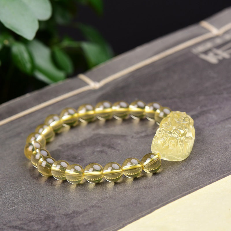 Bracelet de richesse FengShui en Buddha Stones et citrine PiXiu - image 3