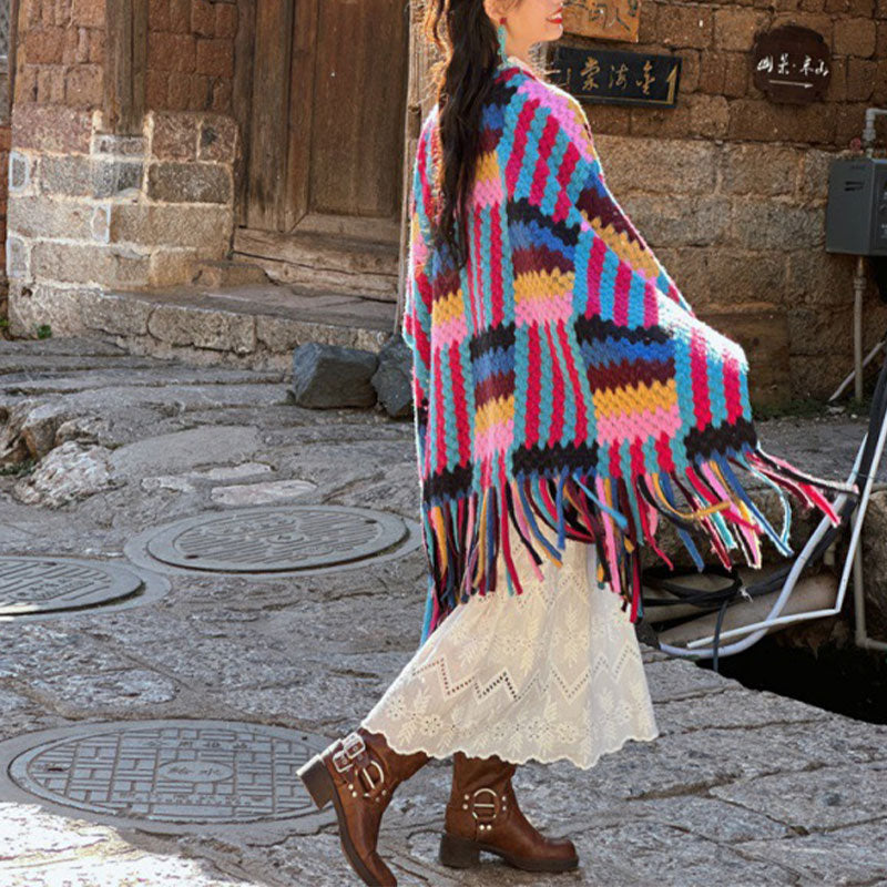 Châle tibétain en Buddha Stones , couleur bonbon, motif tressé, écharpe d'hiver confortable en tricot pour voyage - image 6