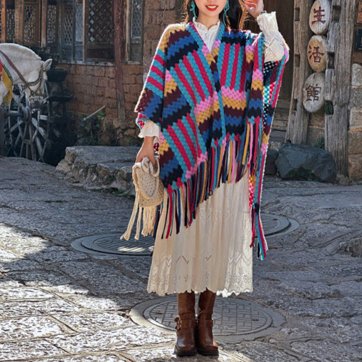 Châle tibétain en Buddha Stones , couleur bonbon, motif tressé, écharpe d'hiver confortable en tricot pour voyage - image 8