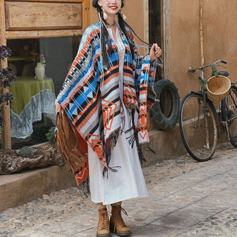 Écharpe à pompon en cachemire à rayures et Buddha Stones pour l'hiver - image 2