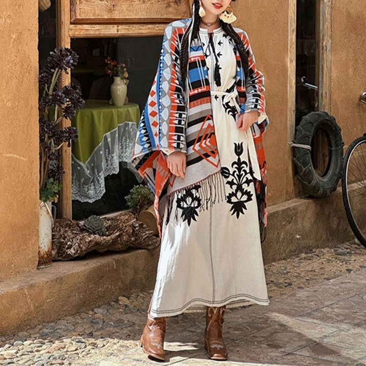 Écharpe à pompon en cachemire à rayures et Buddha Stones pour l'hiver - image 5