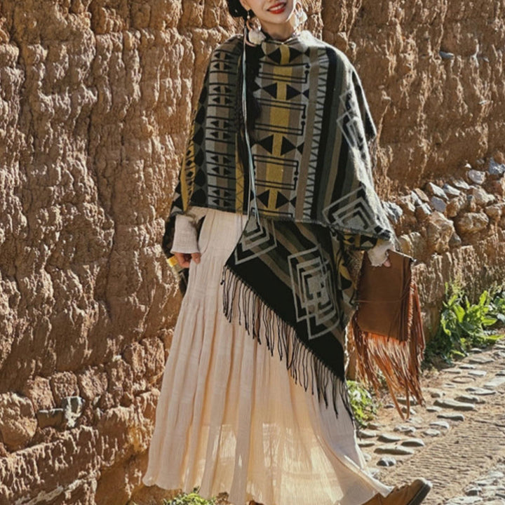 Écharpe à pompon en cachemire à rayures et Buddha Stones pour l'hiver - image 8