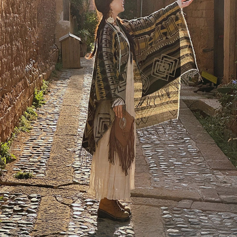 Écharpe à pompon en cachemire à rayures et Buddha Stones pour l'hiver - image 11